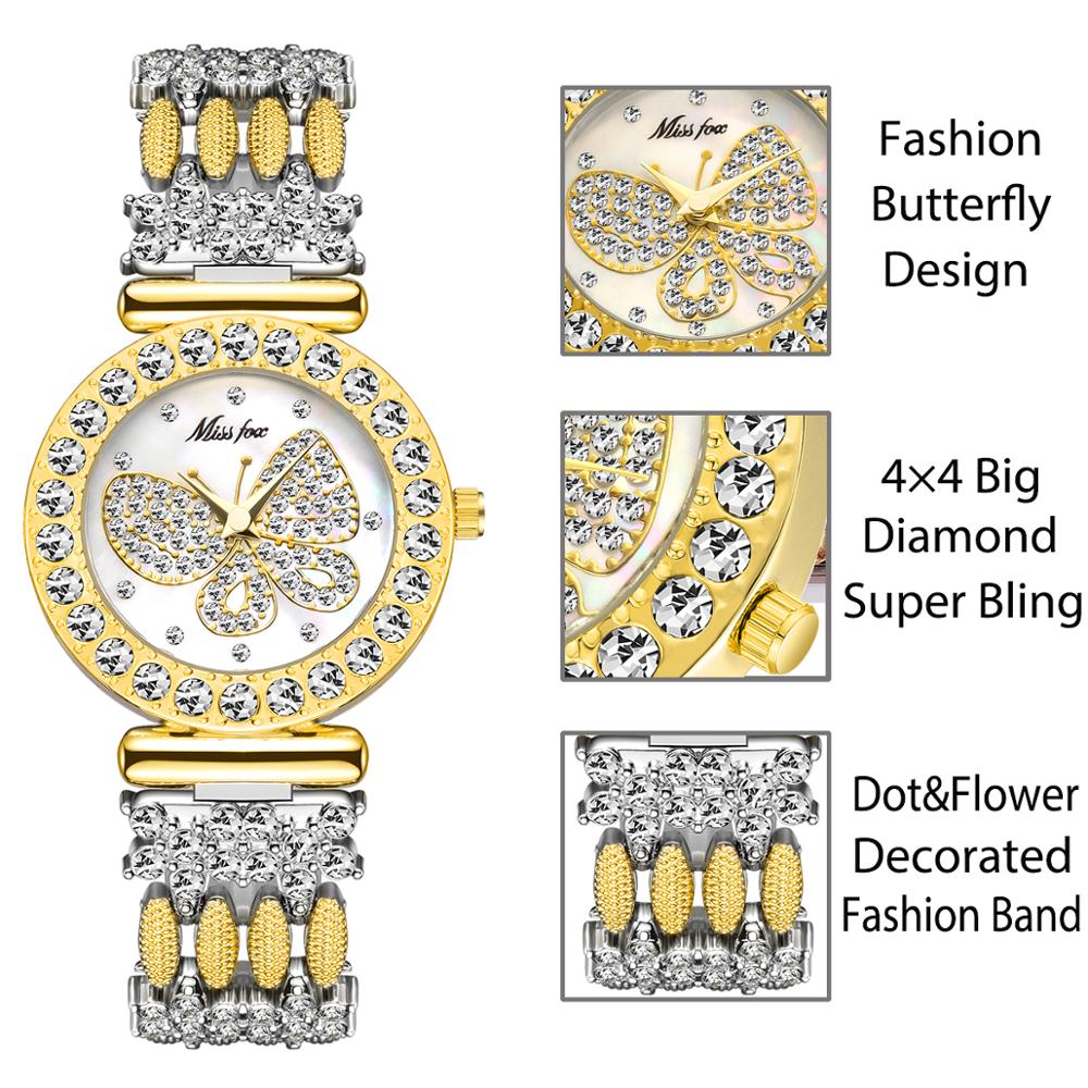 Women Watches Luxury Brand Big Diamond 18K Gold Watch Waterproof Special Bracelet Expensive Ladies Wrist Watch