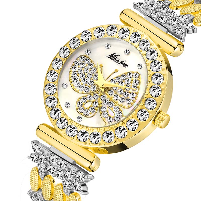 Women Watches Luxury Brand Big Diamond 18K Gold Watch Waterproof Special Bracelet Expensive Ladies Wrist Watch